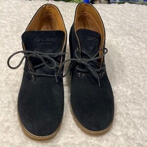 womens Sperry solid black wedges  size 7.5